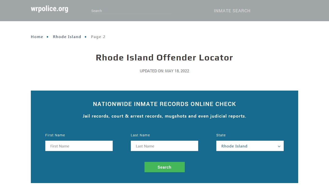 Rhode Island Inmate Search - wrpolice.org